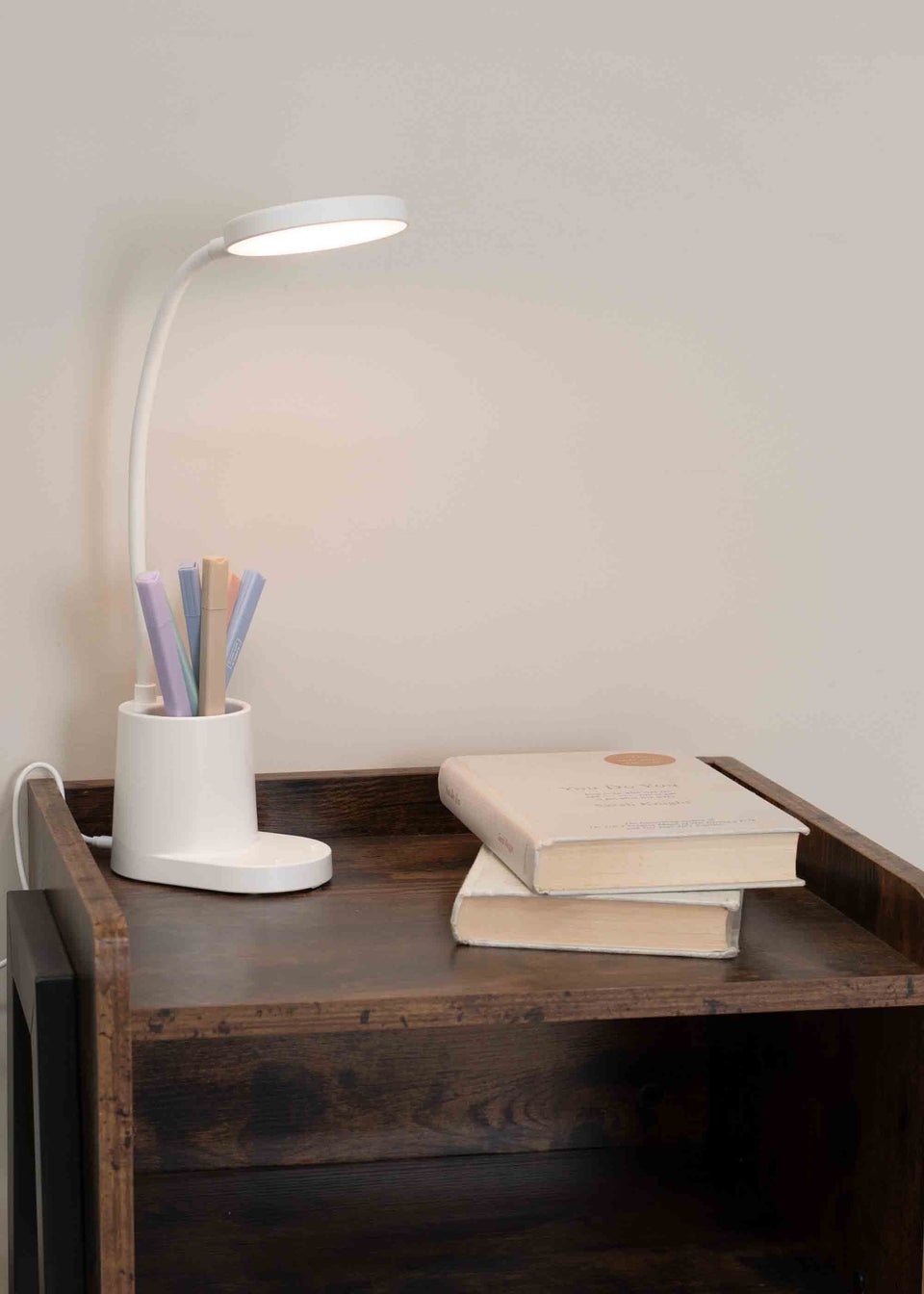 ValueLights Marco Dimmable Matte White Adjustable Table Lamp Integrated LED (47cm x 12.8cm x 9.8cm)