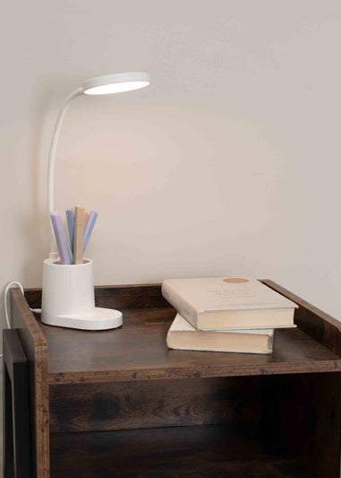ValueLights Marco Dimmable Matte White Adjustable Table Lamp Integrated LED (47cm x 12.8cm x 9.8cm)