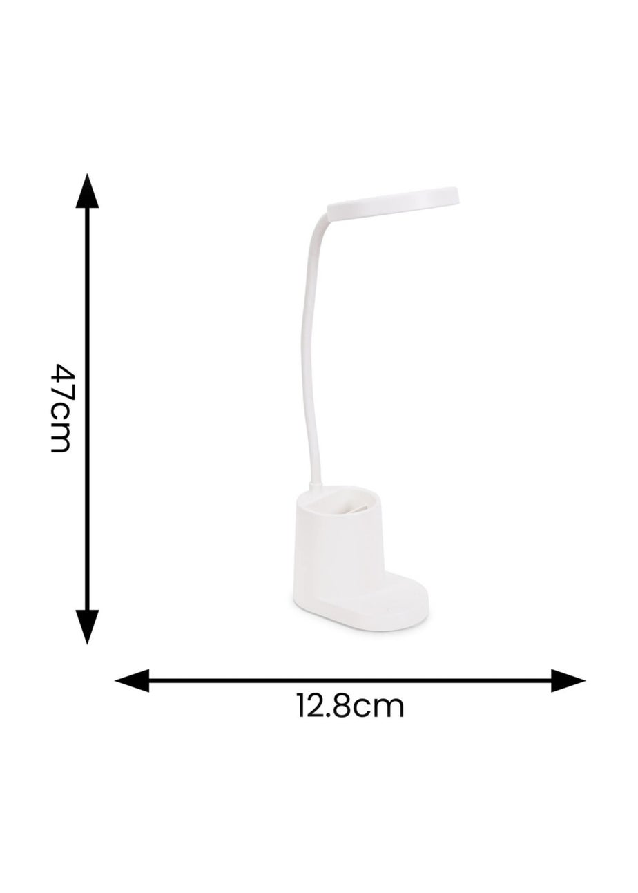 ValueLights Marco Dimmable Matte White Adjustable Table Lamp Integrated LED (47cm x 12.8cm x 9.8cm)