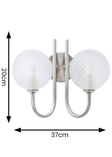 ValueLights Elle Brushed Silver Wall Light with Clear Globe Shade (20cm x 24cm x 13.5cm)