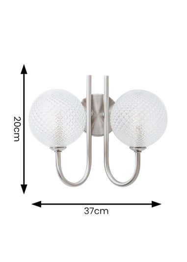 ValueLights Elle Brushed Silver Wall Light with Clear Globe Shade (20cm x 24cm x 13.5cm)