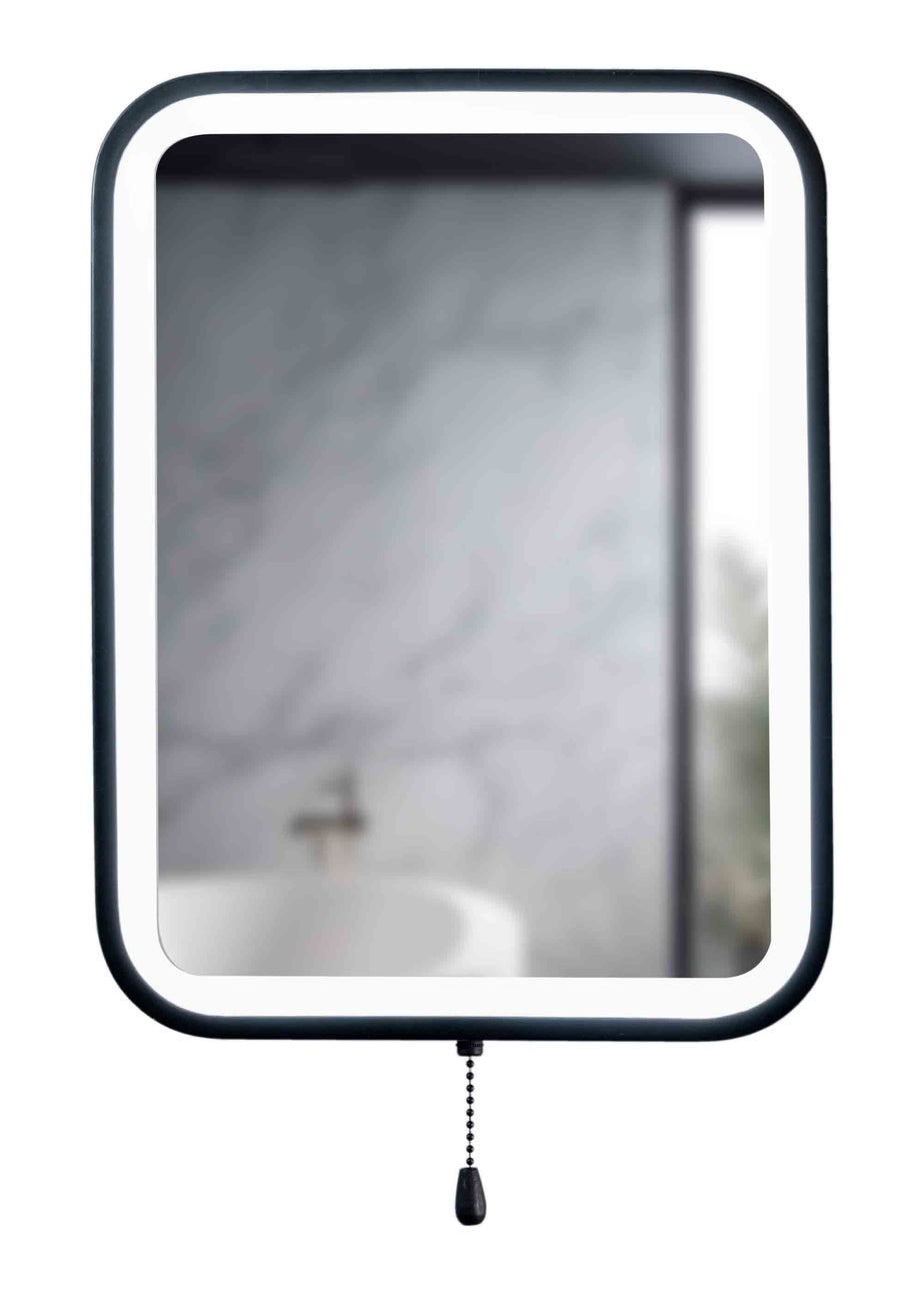 ValueLights IP44 Bathroom Mirror Matte Black Illuminated Integrated LED