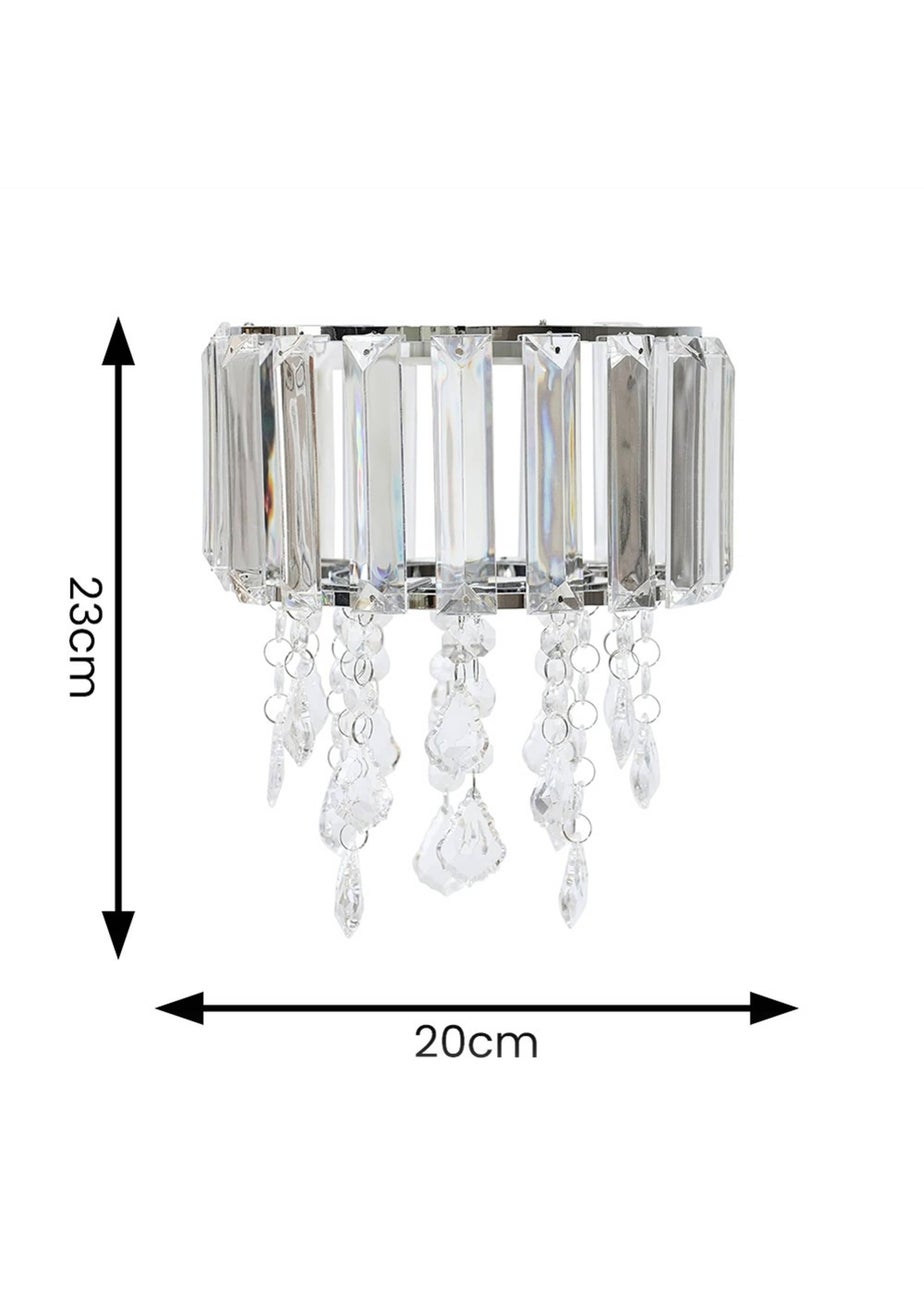 ValueLights Mabel Polished Clear Silver Drum Ceiling Pendant Shade (23cm x 20cm x 20cm)