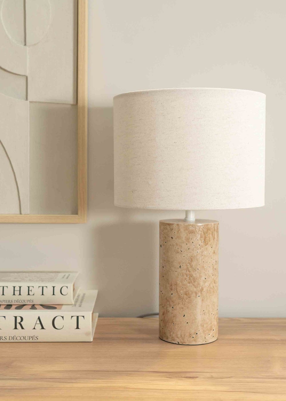 ValueLights Chloe Polished Table Lamp with Small Natural Drum Shade