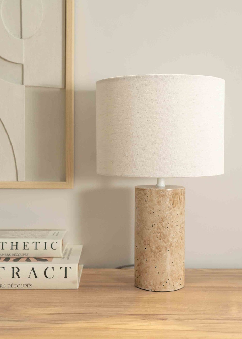 ValueLights Chloe Polished Table Lamp with Small Natural Drum Shade