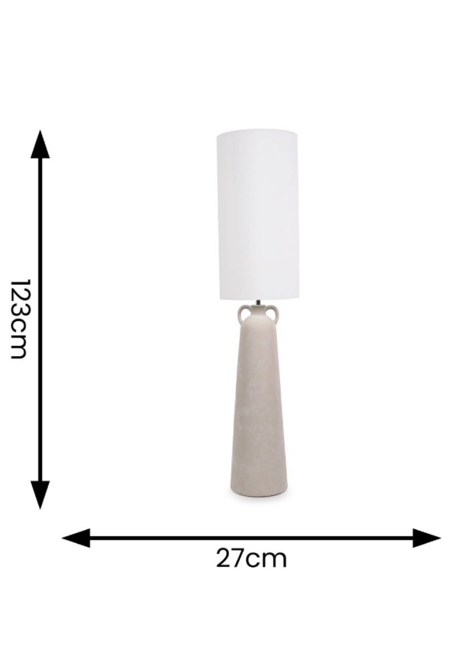 ValueLights Grayson Cement Effect Natural Floor Lamp with Cream Drum Shade