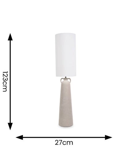ValueLights Grayson Cement Effect Natural Floor Lamp with Cream Drum Shade