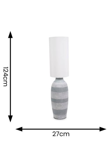 ValueLights Deegan Cement Effect Grey Floor Lamp with Cream Drum Shade