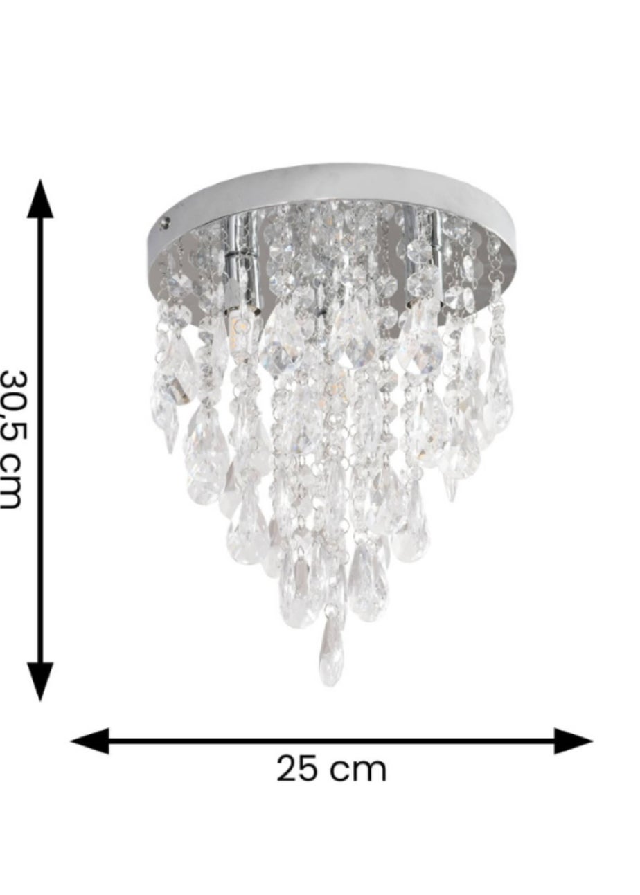 ValueLights Lara Clear Chrome Flush Light (30.5cm x 25cm x 25cm)