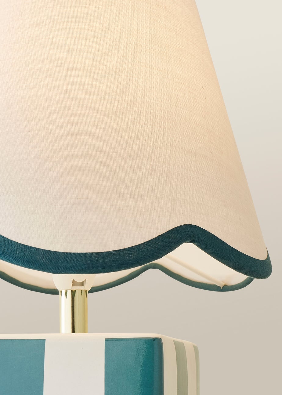 ValueLights Evie Gloss Green Table Lamp with Cream Tapered Shade