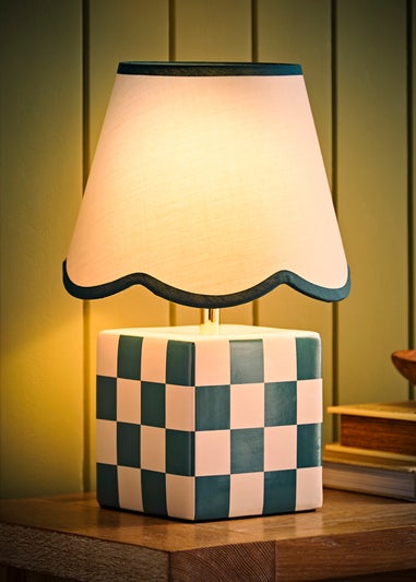 ValueLights Evie Gloss Green Table Lamp with Cream Tapered Shade