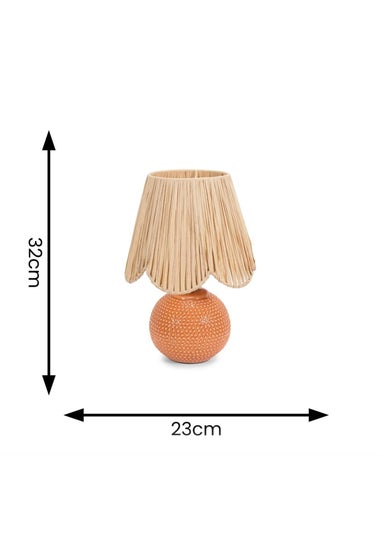 ValueLights Sebby Gloss Orange Table Lamp with Natural Tapered Shade
