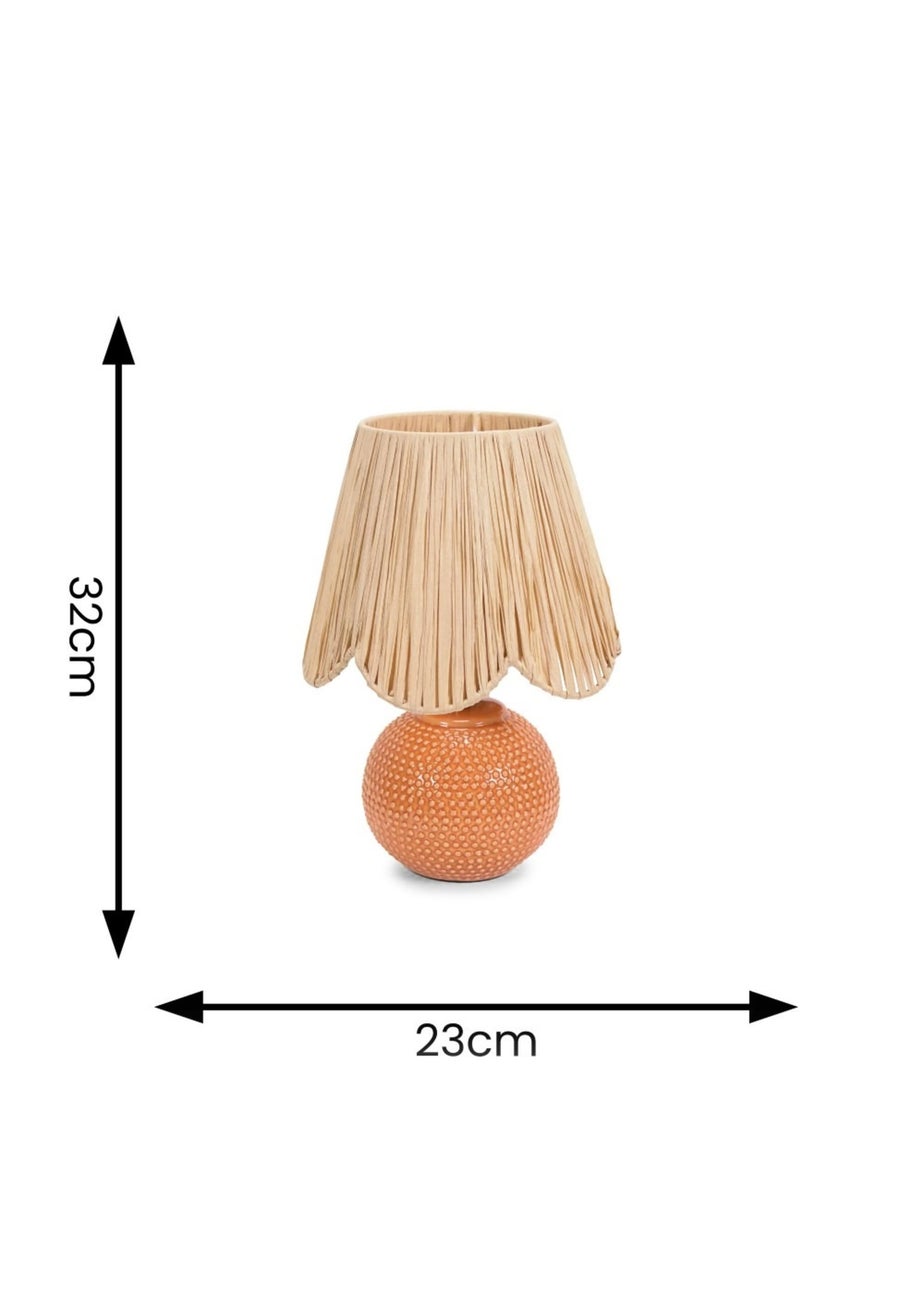 ValueLights Sebby Gloss Orange Table Lamp with Natural Tapered Shade
