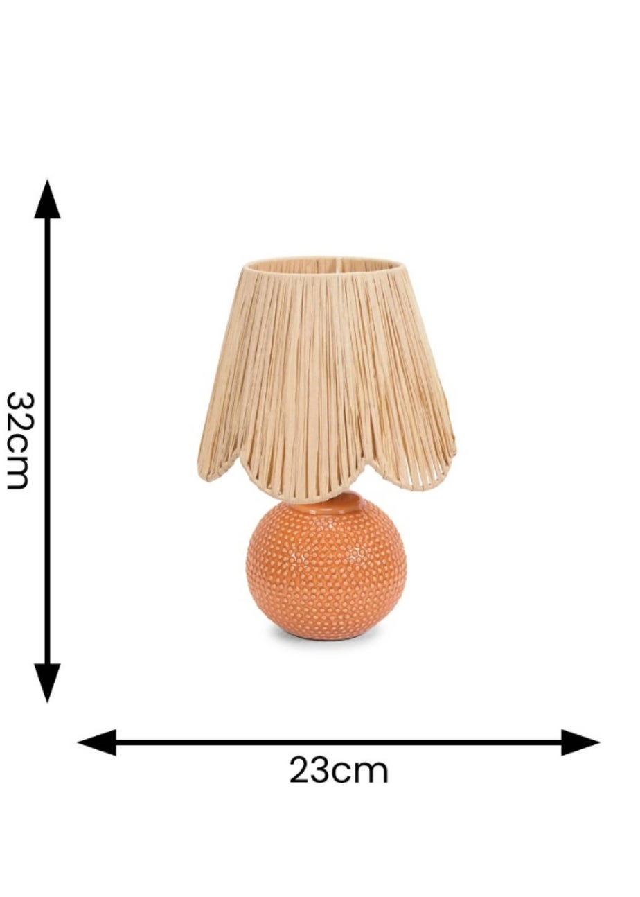 ValueLights Sebby Gloss Orange Table Lamp with Natural Tapered Shade