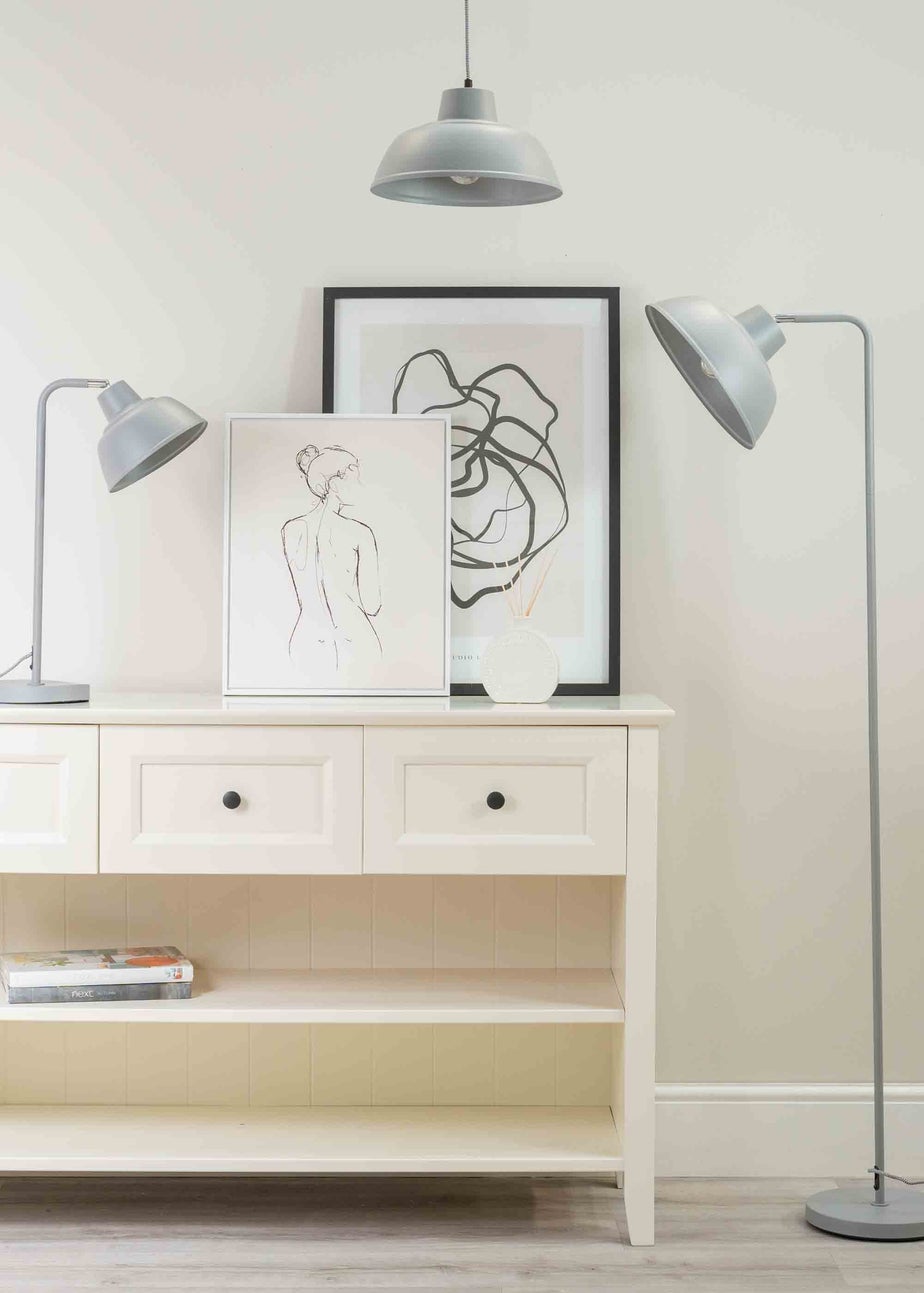 ValueLights Morris Matte Grey Pendant Light with Grey Dome Shade