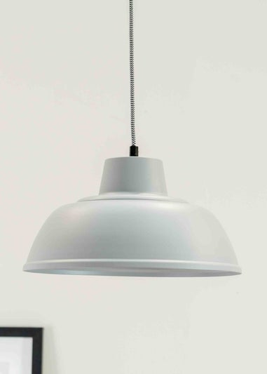 ValueLights Morris Matte Grey Pendant Light with Grey Dome Shade
