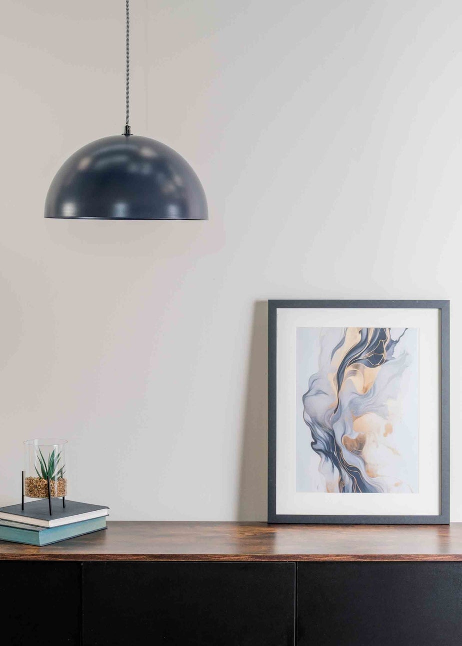 ValueLights Stassi Matte Blue Pendant Light with Blue Dome Shade