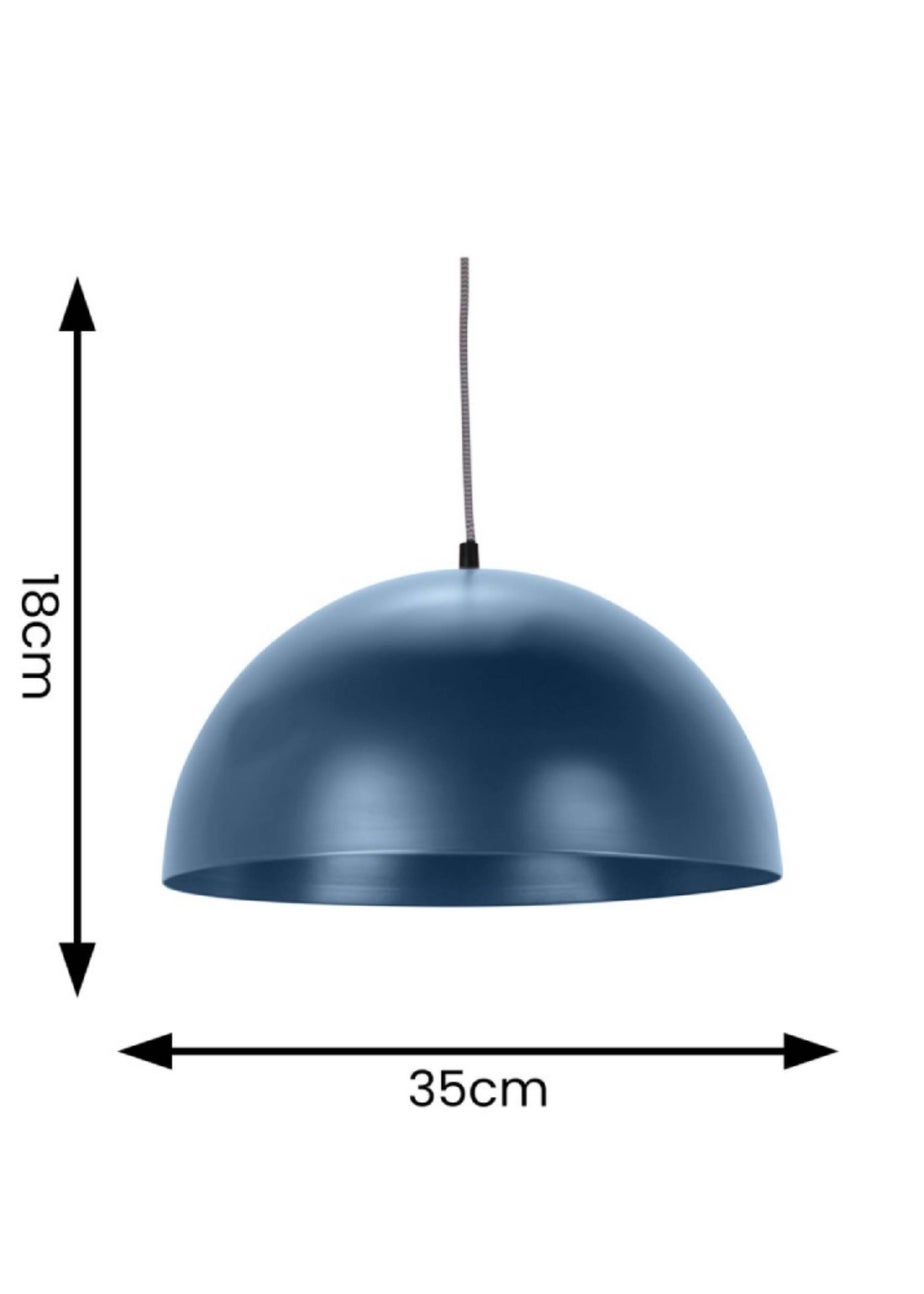 ValueLights Stassi Matte Blue Pendant Light with Blue Dome Shade