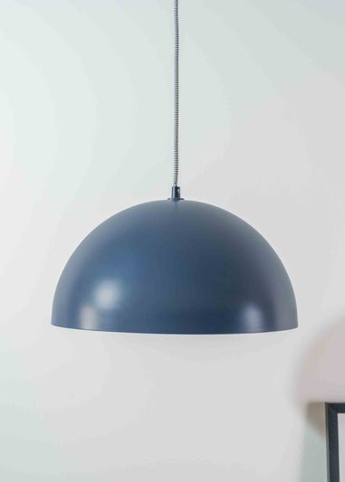 ValueLights Stassi Matte Blue Pendant Light with Blue Dome Shade