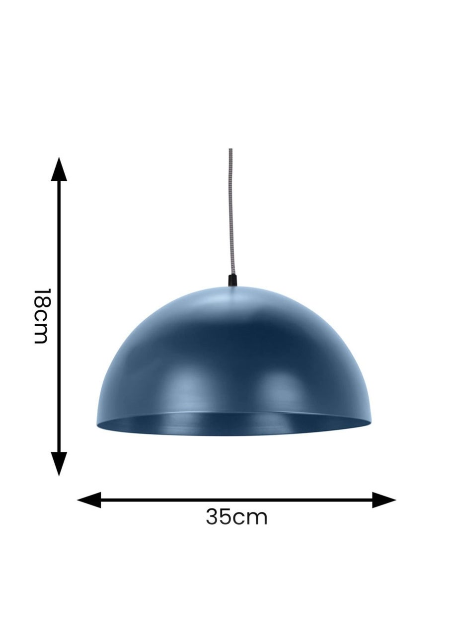 ValueLights Stassi Matte Blue Pendant Light with Blue Dome Shade