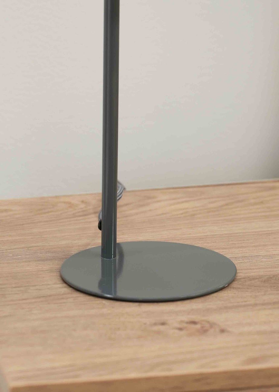 ValueLights Bibi Gloss Grey Table Lamp with Grey Tapered Shade