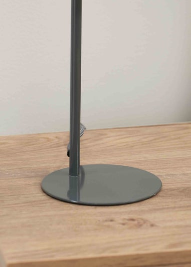 ValueLights Bibi Gloss Grey Table Lamp with Grey Tapered Shade