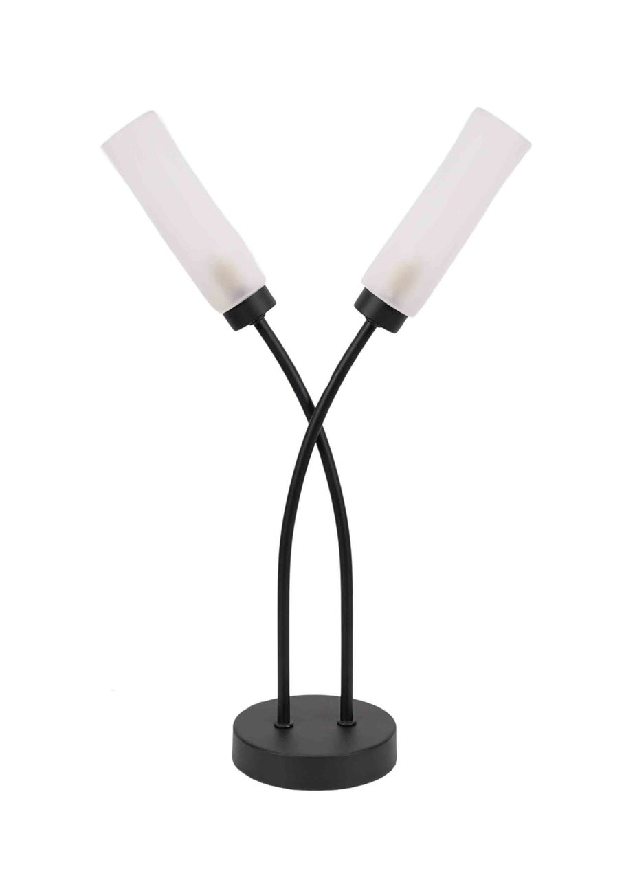 ValueLights Maya  Black Table Lamp with White Drum Shade