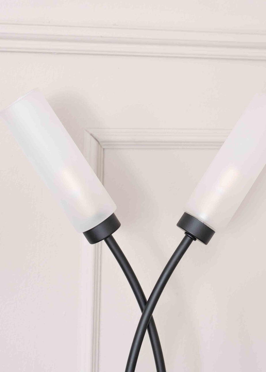 ValueLights Maya  Black Table Lamp with White Drum Shade