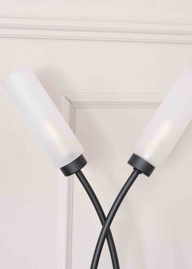 ValueLights Maya  Black Table Lamp with White Drum Shade