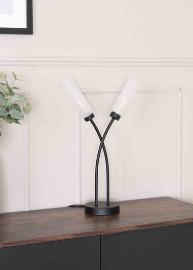 ValueLights Maya  Black Table Lamp with White Drum Shade