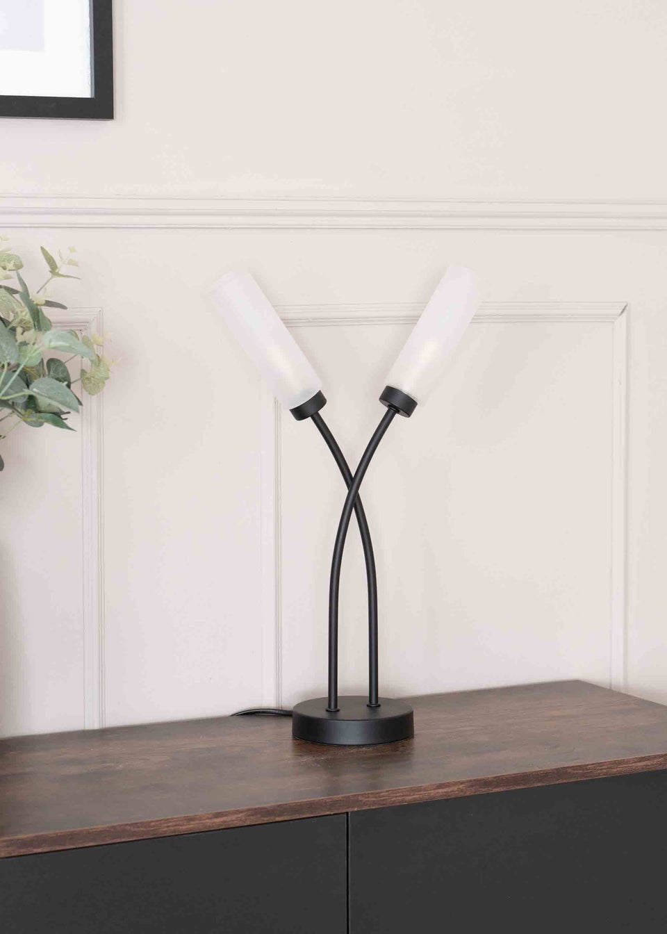 ValueLights Maya  Black Table Lamp with White Drum Shade