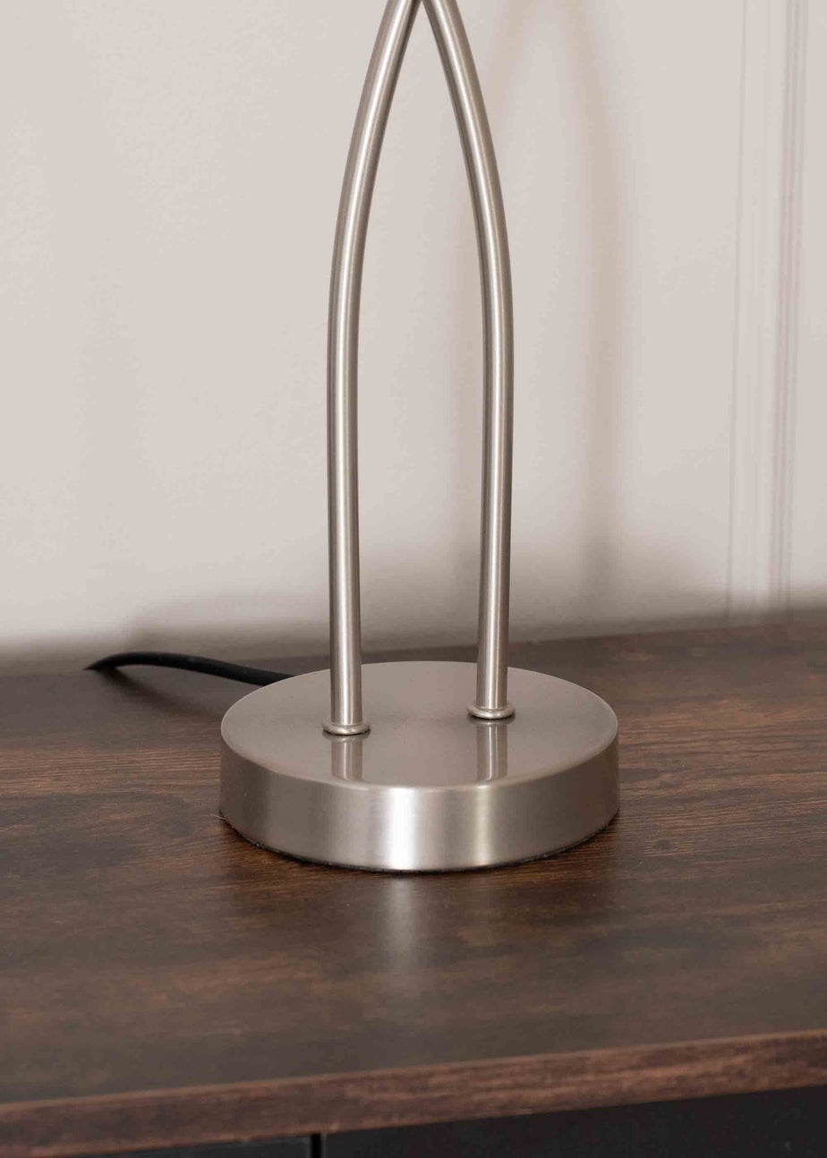 ValueLights Maya Brushed Silver Table Lamp with White Drum Shade