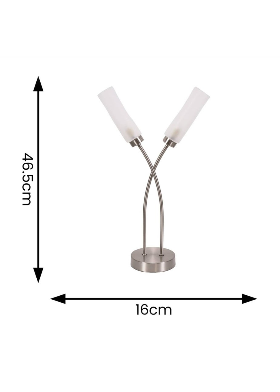 ValueLights Maya Brushed Silver Table Lamp with White Drum Shade