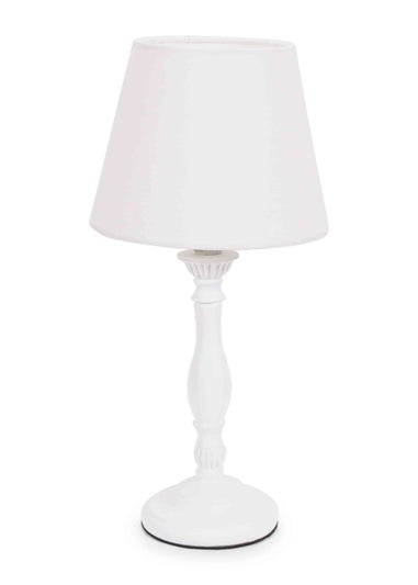 ValueLights Sara White Table Lamp with Cream Tapered Shade (32cm x 15cm x 15cm)