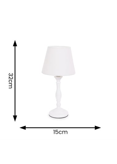 ValueLights Sara White Table Lamp with Cream Tapered Shade (32cm x 15cm x 15cm)