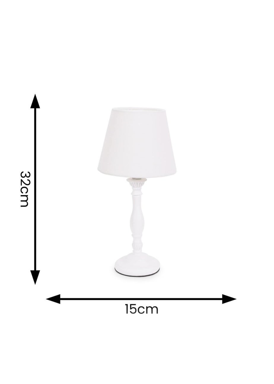 ValueLights Sara White Table Lamp with Cream Tapered Shade (32cm x 15cm x 15cm)