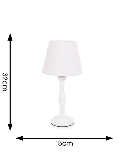 ValueLights Sara White Table Lamp with Cream Tapered Shade (32cm x 15cm x 15cm)