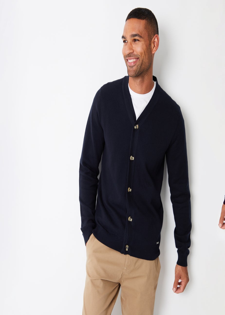 Threadbare Navy Cotton Blend Knitted Cardigan