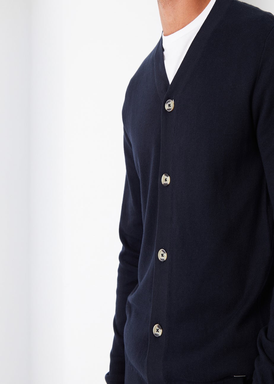 Threadbare Navy Cotton Blend Knitted Cardigan
