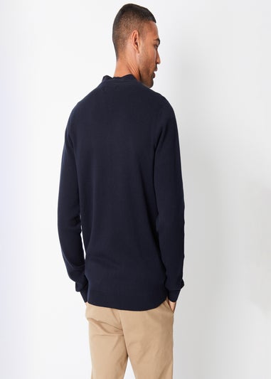 Threadbare Navy Cotton Blend Knitted Cardigan