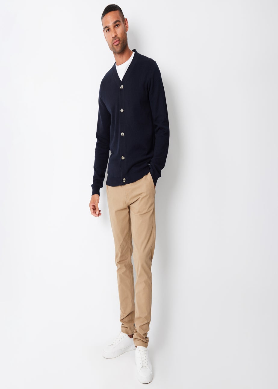 Threadbare Navy Cotton Blend Knitted Cardigan