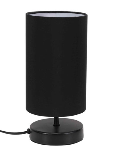 ValueLights Francis Dimmable Matte Black Table Lamp with Black Drum Shade