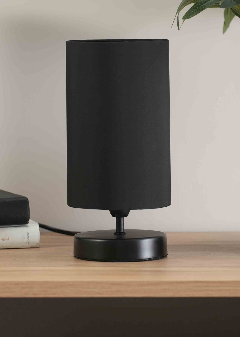 ValueLights Francis Dimmable Matte Black Table Lamp with Black Drum Shade