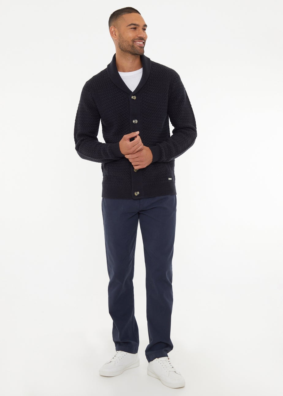 Threadbare Navy Shawl Collar Knitted Cardigan