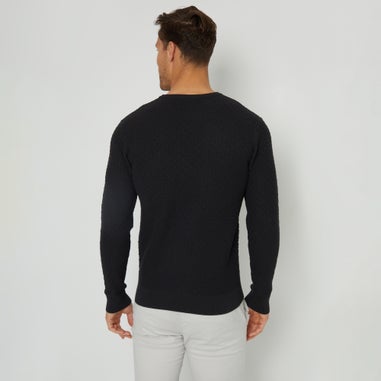 Threadbare Black Mini Cable Knit Crew Neck Jumper