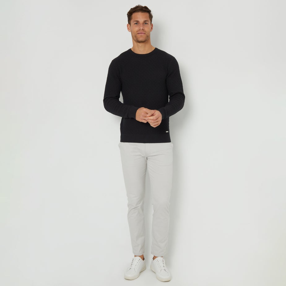 Threadbare Black Mini Cable Knit Crew Neck Jumper