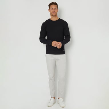 Threadbare Black Mini Cable Knit Crew Neck Jumper