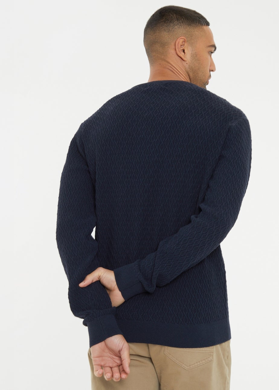 Threadbare Navy Mini Cable Knit Crew Neck Jumper