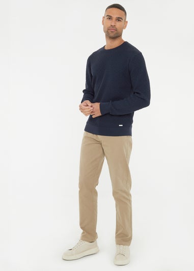 Threadbare Navy Mini Cable Knit Crew Neck Jumper