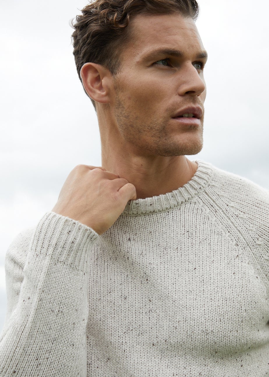 Threadbare Natural Knitted Raglan Sleeve Crew Neck Jumper
